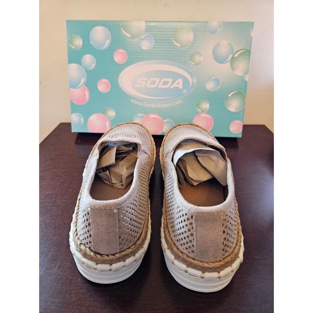 Soda Beige Perforated Espadrille Slip-On Shoes